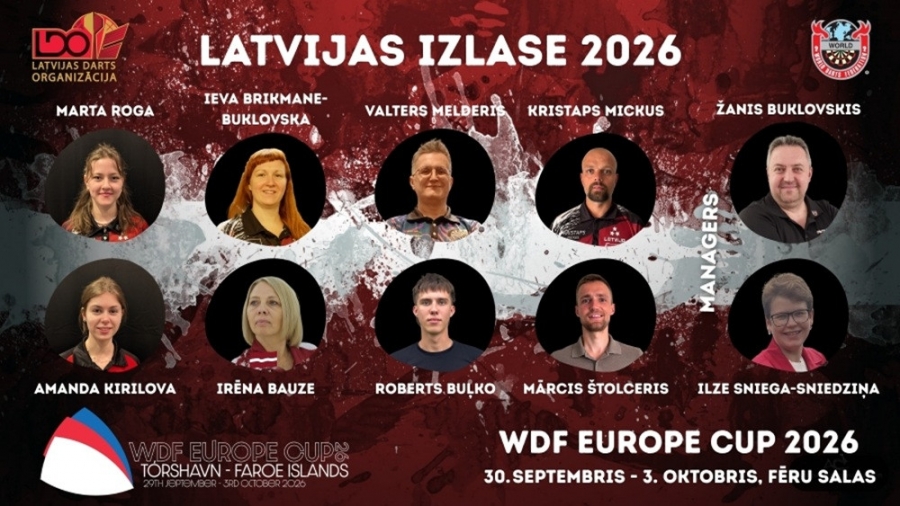 Astoņi Latvijas šautriņu metēji devušies uz Eiropas kausu Fēru salās